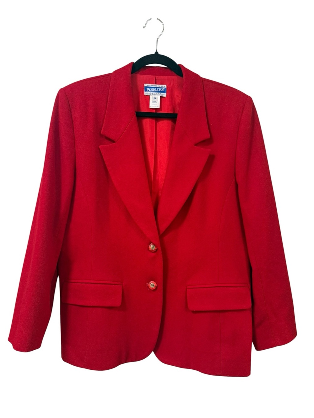 Pendleton vintage blazer red 100% virgin wool petite women’s 14 classic